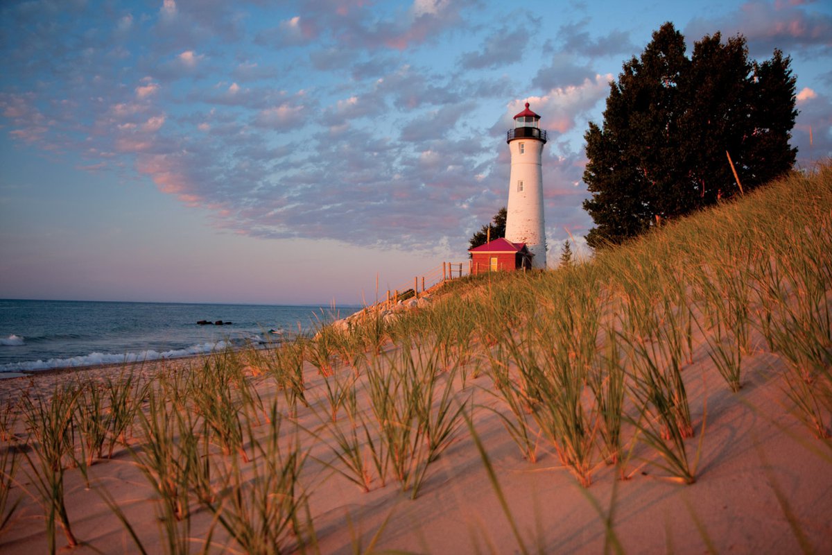 The Crisp Point Lighthouse on Lake Superior Bath Towel by Doug